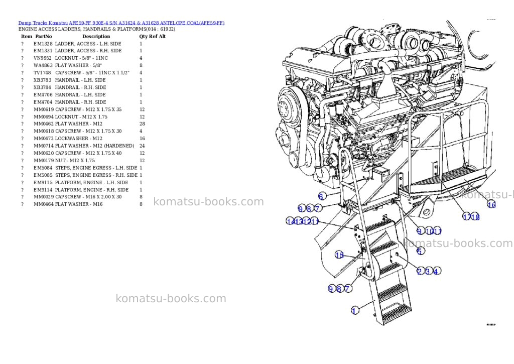 Komatsu afe59-ff 930e-4 s/n a31624 & a31628 antelope coal Parts catalog cover Page 7