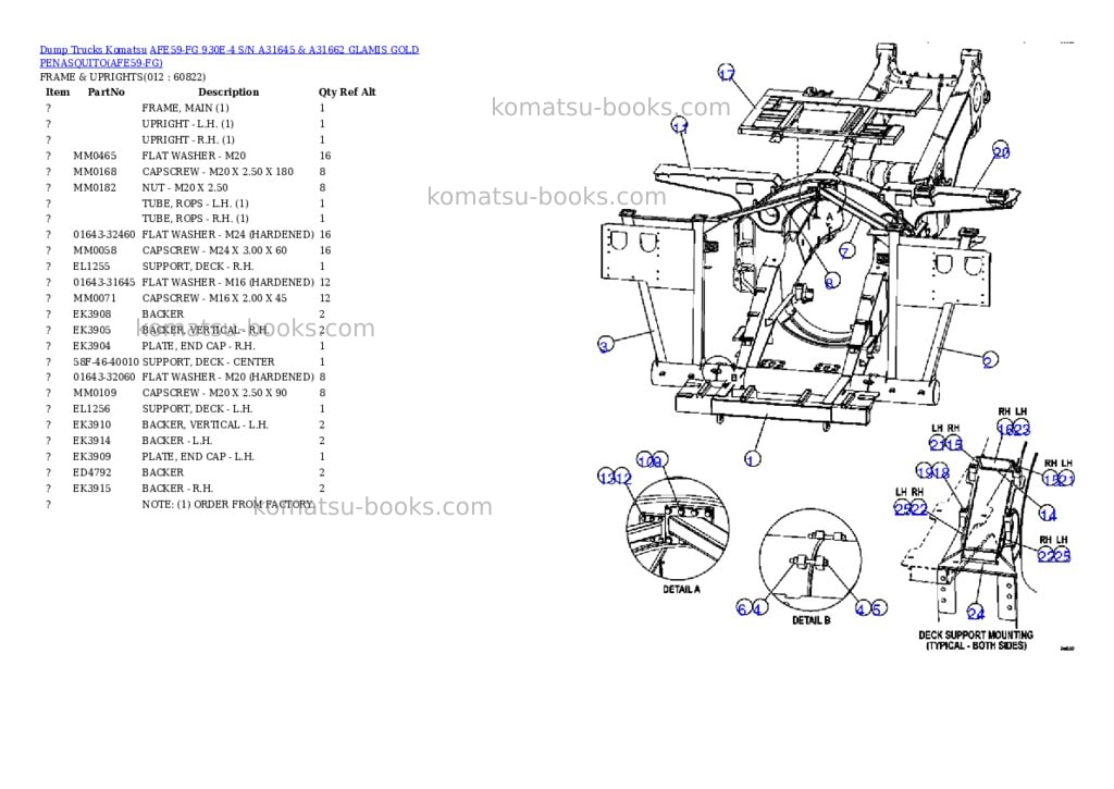 Komatsu afe59-fg 930e-4 s/n a31645 & a31662 glamis gold penasquito Parts catalog cover Page 6