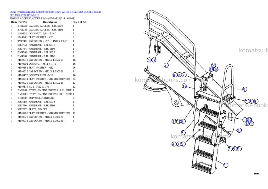 Komatsu afe59-fg 930e-4 s/n a31645 & a31662 glamis gold penasquito Parts catalog cover Page 7