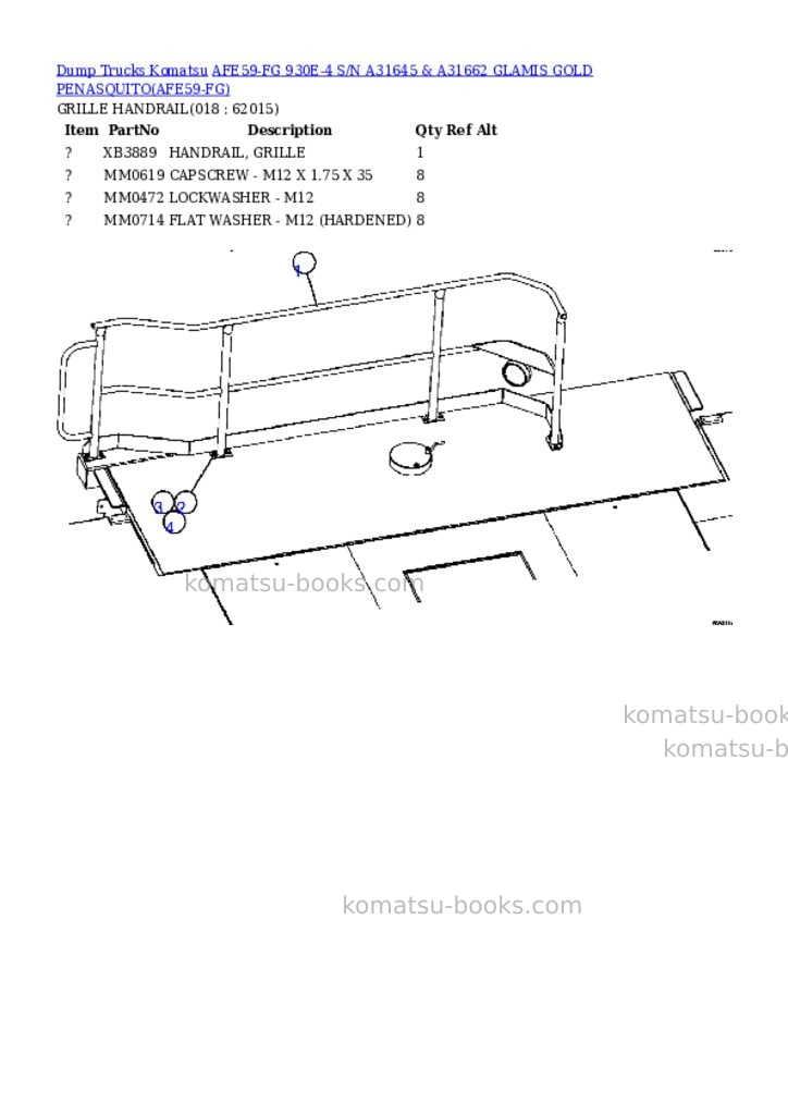 Komatsu afe59-fg 930e-4 s/n a31645 & a31662 glamis gold penasquito Parts catalog cover Page 9