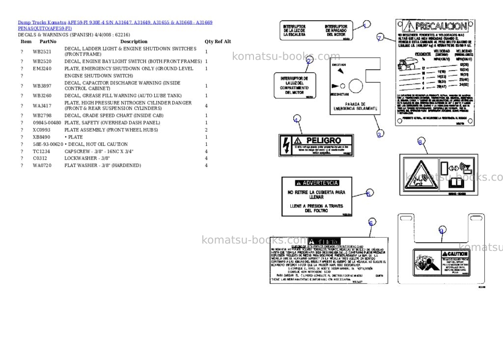 Komatsu afe59-fi 930e-4 s/n a31647, a31649, a31655 & a31668 - a31669 penasquito Parts catalog cover Page 4