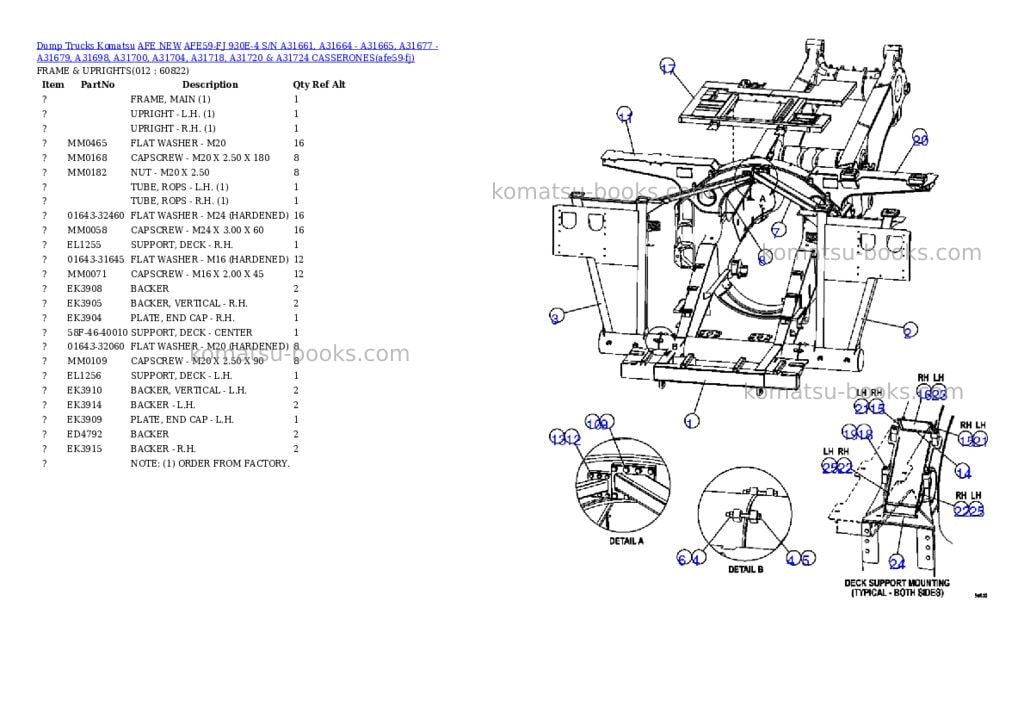 Komatsu afe59-fj 930e-4 s/n a31661, a31664 - a31665, a31677 - a31679, a31698, a31700, a31704, a31718, a31720 & a31724 casserones Parts catalog cover Page 6 Komatsu afe59-fj 930e-4 s/n a31661, a31664 - a31665, a31677 - a31679, a31698, a31700, a31704, a31718, a31720 & a31724 casserones Parts catalog cover Page 6