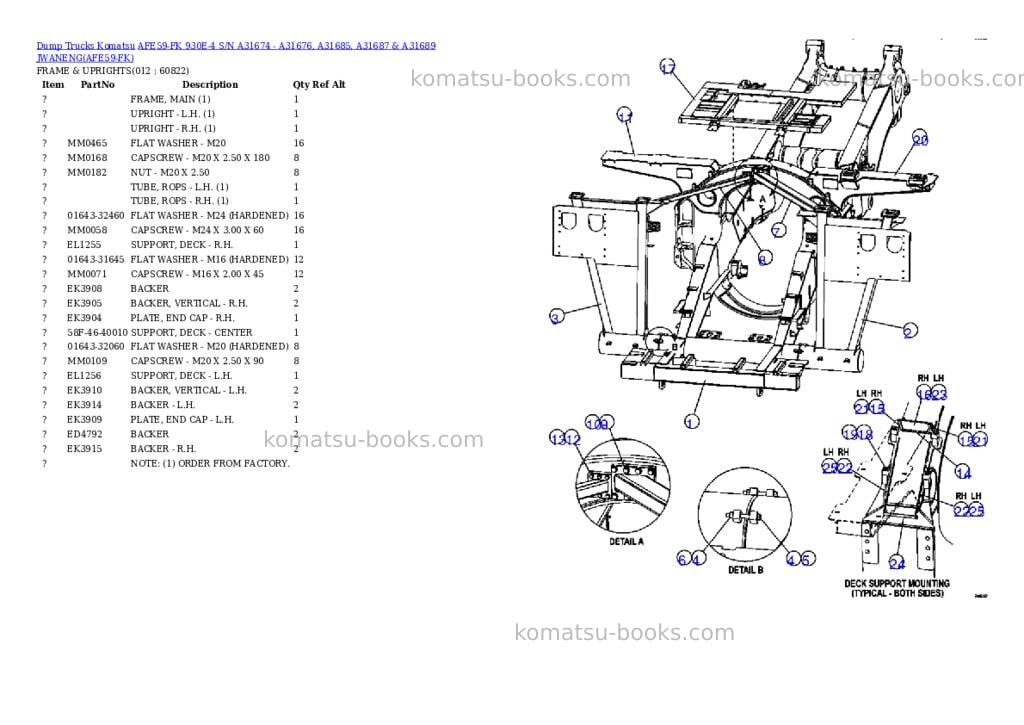 Komatsu afe59-fk 930e-4 s/n a31674 - a31676, a31685, a31687 & a31689 jwaneng Parts catalog cover Page 6