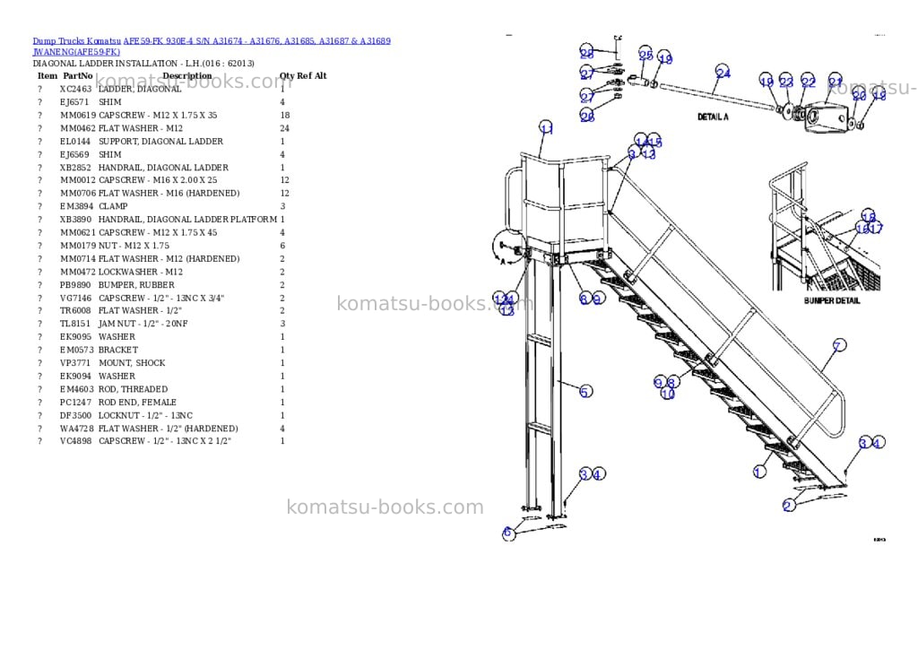 Komatsu afe59-fk 930e-4 s/n a31674 - a31676, a31685, a31687 & a31689 jwaneng Parts catalog cover Page 8