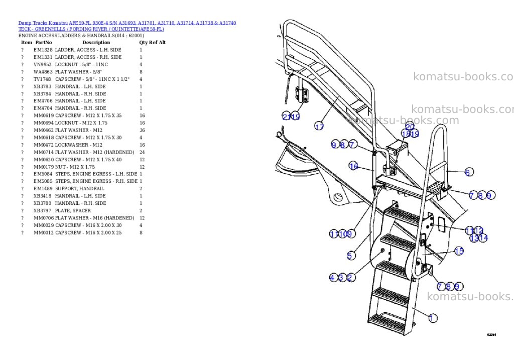 Komatsu afe59-fl 930e-4 s/n a31693, a31701, a31710, a31714, a31738 & a31740 teck - greenhills / fording river / quintette Parts catalog cover Page 7 Komatsu afe59-fl 930e-4 s/n a31693, a31701, a31710, a31714, a31738 & a31740 teck - greenhills / fording river / quintette Parts catalog cover Page 7