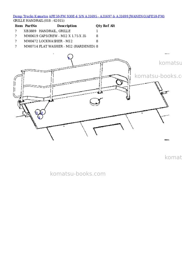 Komatsu afe59-fm 930e-4 s/n a31695 - a31697 & a31699 jwaneng Parts catalog cover Page 9 Komatsu afe59-fm 930e-4 s/n a31695 - a31697 & a31699 jwaneng Parts catalog cover Page 9