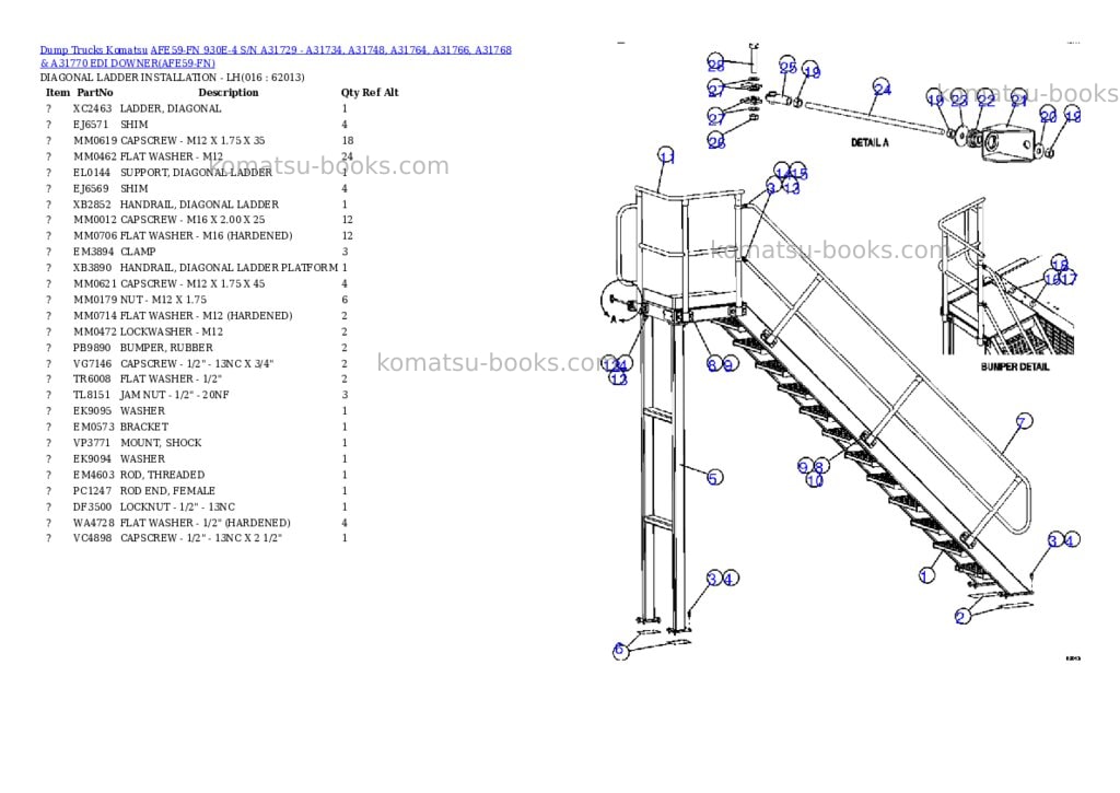 Komatsu afe59-fn 930e-4 s/n a31729 - a31734, a31748, a31764, a31766, a31768 & a31770 edi downer Parts catalog cover Page 8