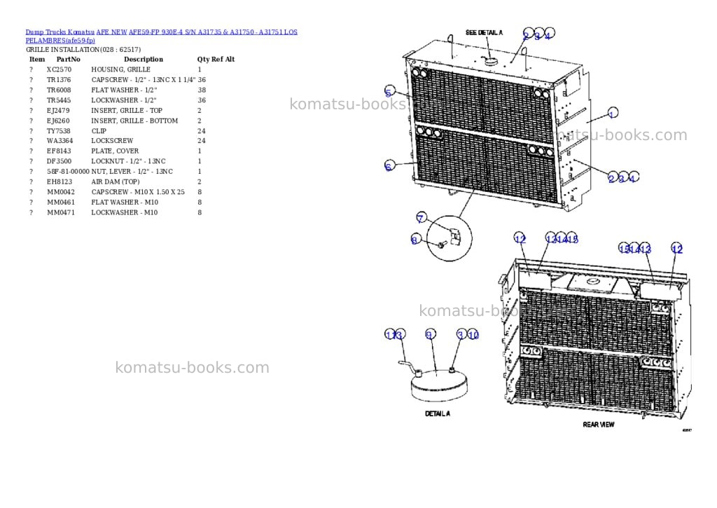 Komatsu afe59-fp 930e-4 s/n a31735 & a31750 - a31751 los pelambres Parts catalog cover Page 6 Komatsu afe59-fp 930e-4 s/n a31735 & a31750 - a31751 los pelambres Parts catalog cover Page 6