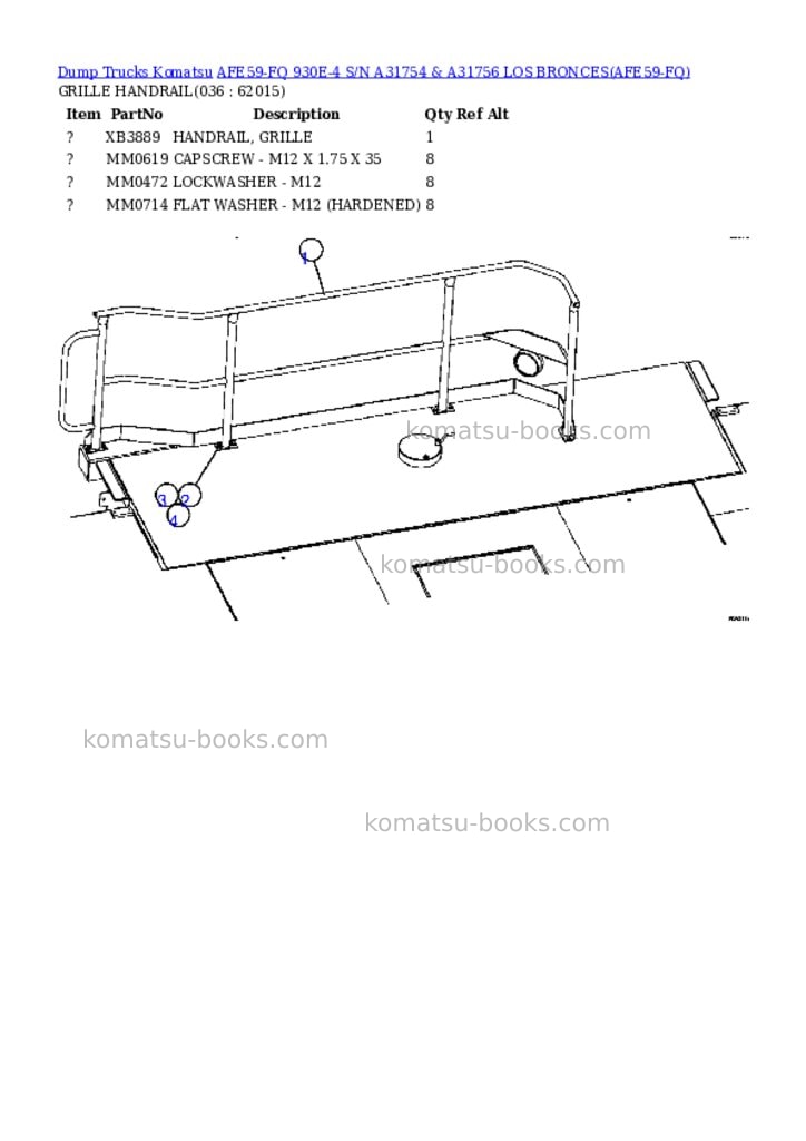 Komatsu afe59-fq 930e-4 s/n a31754 & a31756 los bronces Parts catalog cover Page 10 Komatsu afe59-fq 930e-4 s/n a31754 & a31756 los bronces Parts catalog cover Page 10