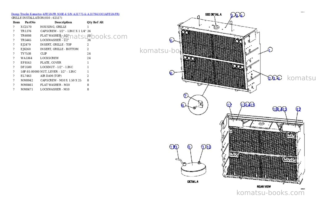 Komatsu afe59-fr 930e-4 s/n a31775 & a31794 ioc Parts catalog cover Page 5