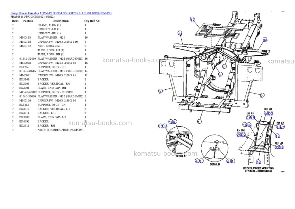 Komatsu afe59-fr 930e-4 s/n a31775 & a31794 ioc Parts catalog cover Page 6