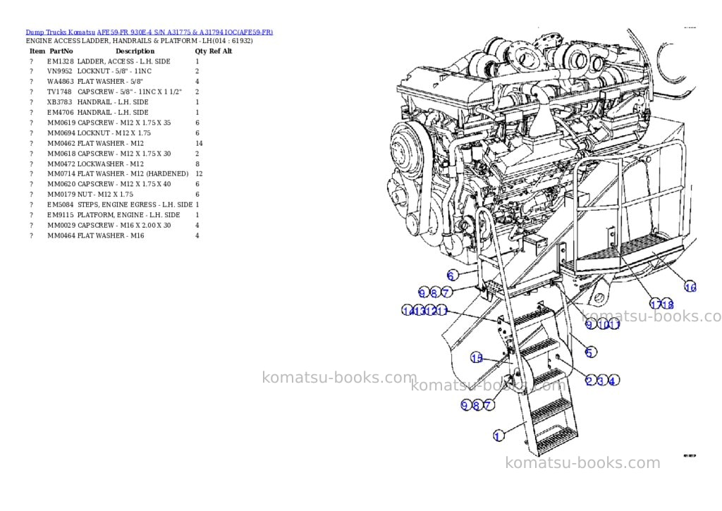 Komatsu afe59-fr 930e-4 s/n a31775 & a31794 ioc Parts catalog cover Page 7