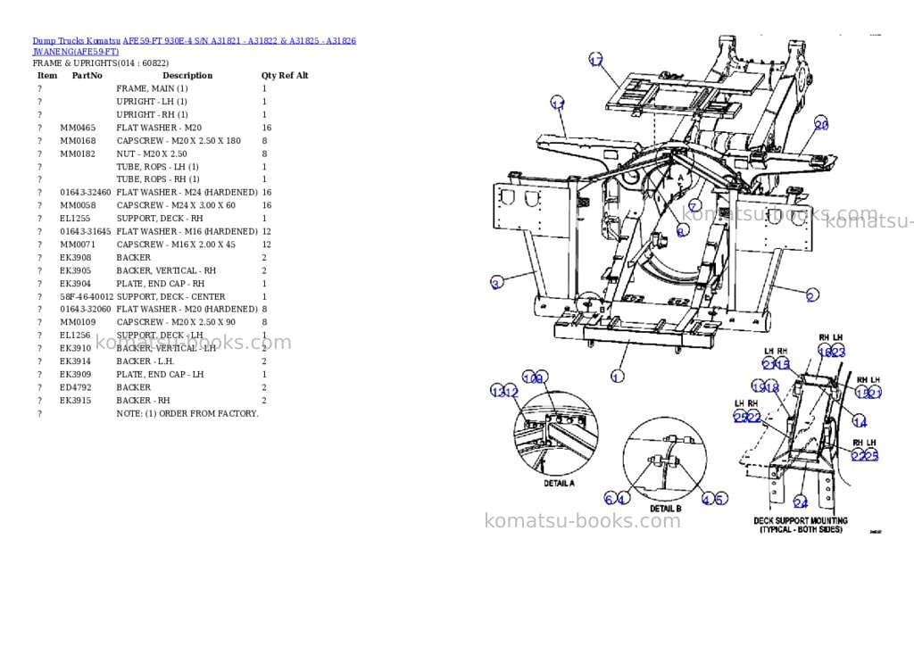 Komatsu afe59-ft 930e-4 s/n a31821 - a31822 & a31825 - a31826 jwaneng Parts catalog cover Page 7 Komatsu afe59-ft 930e-4 s/n a31821 - a31822 & a31825 - a31826 jwaneng Parts catalog cover Page 7