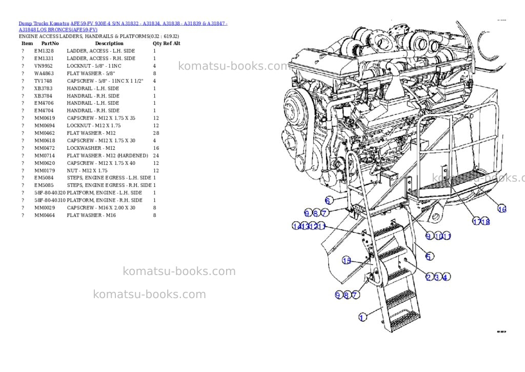 Komatsu afe59-fv 930e-4 s/n a31832 - a31834, a31838 - a31839 & a31847 - a31848 los bronces Parts catalog cover Page 8