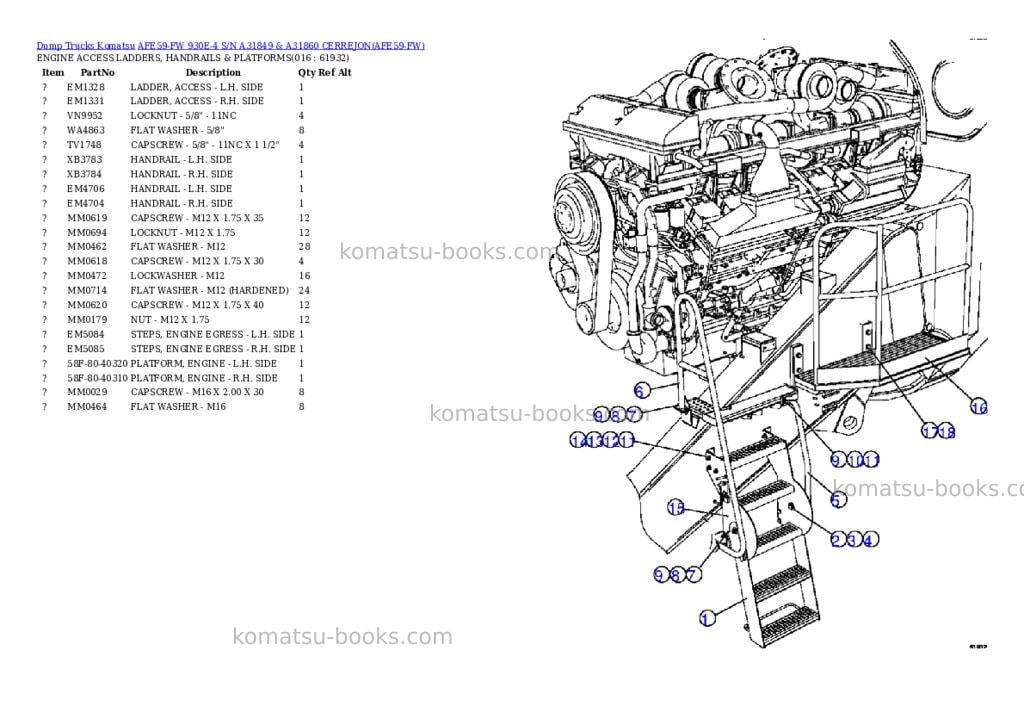 Komatsu afe59-fw 930e-4 s/n a31849 & a31860 cerrejon Parts catalog cover Page 8 Komatsu afe59-fw 930e-4 s/n a31849 & a31860 cerrejon Parts catalog cover Page 8