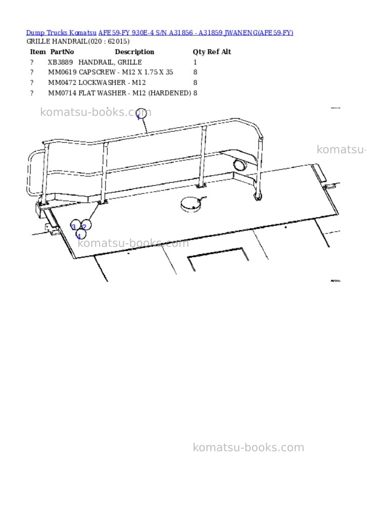 Komatsu afe59-fy 930e-4 s/n a31856 - a31859 jwaneng Parts catalog cover Page 10