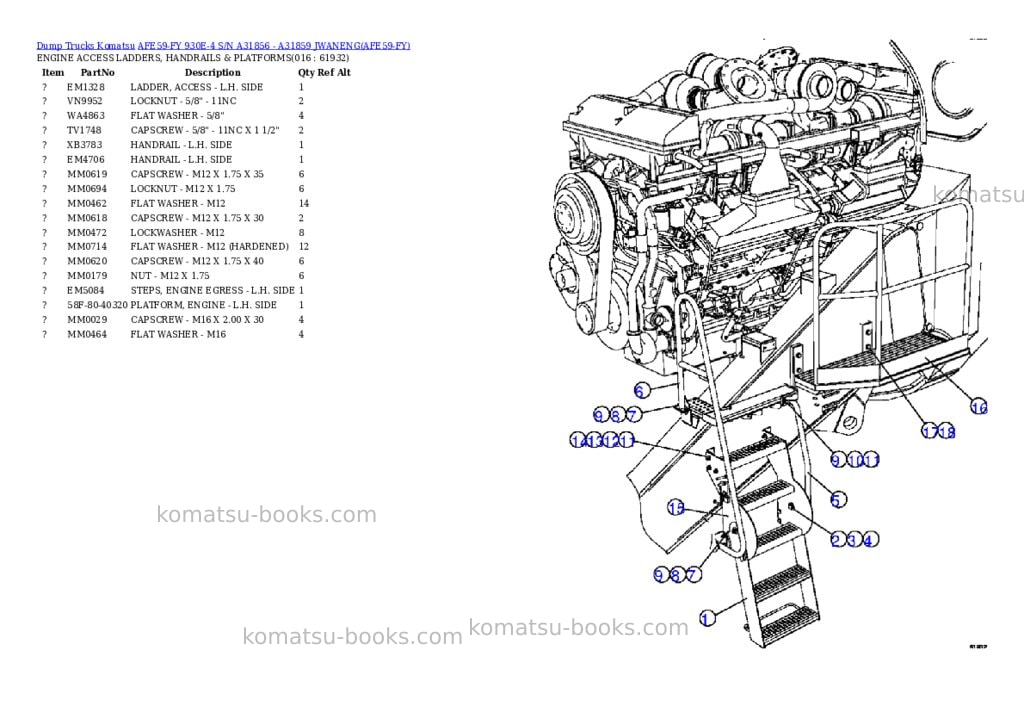 Komatsu afe59-fy 930e-4 s/n a31856 - a31859 jwaneng Parts catalog cover Page 8