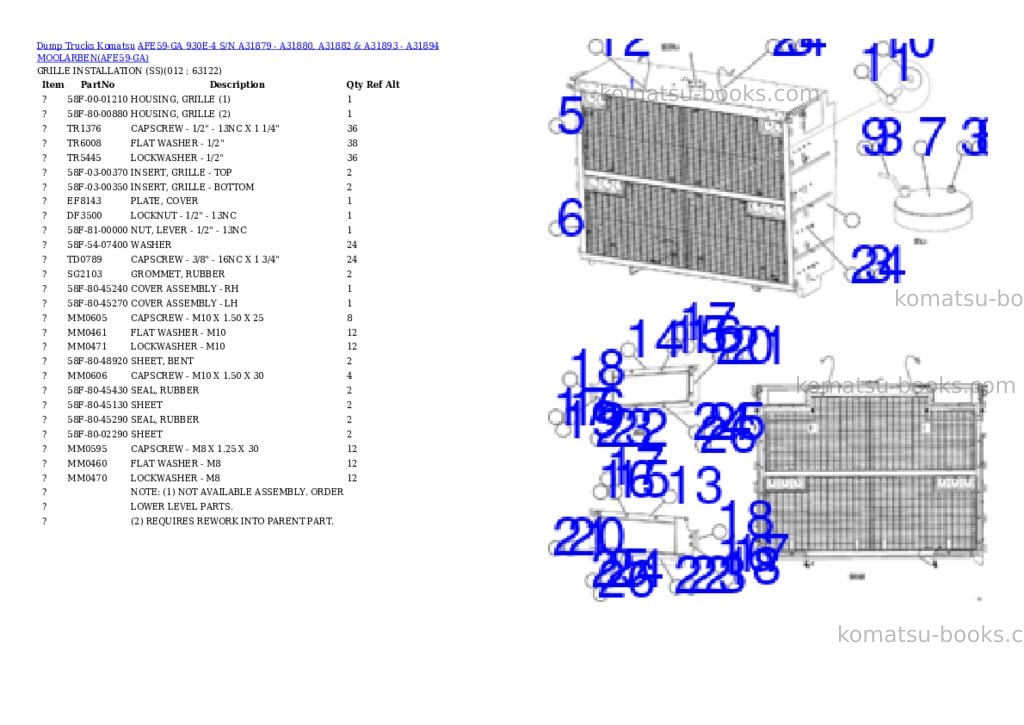 Komatsu afe59-ga 930e-4 s/n a31879 - a31880, a31882 & a31893 - a31894 moolarben Parts catalog cover Page 6 Komatsu afe59-ga 930e-4 s/n a31879 - a31880, a31882 & a31893 - a31894 moolarben Parts catalog cover Page 6