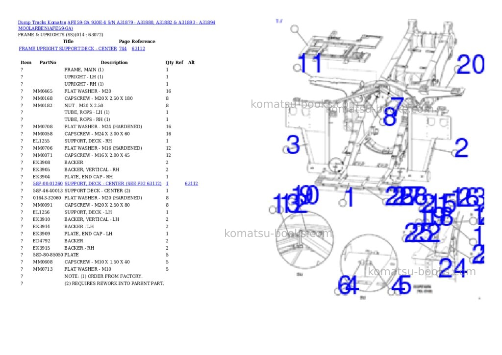 Komatsu afe59-ga 930e-4 s/n a31879 - a31880, a31882 & a31893 - a31894 moolarben Parts catalog cover Page 7 Komatsu afe59-ga 930e-4 s/n a31879 - a31880, a31882 & a31893 - a31894 moolarben Parts catalog cover Page 7