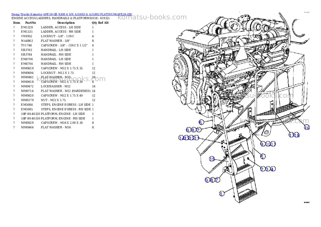 Komatsu afe59-gb 930e-4 s/n a31883 & a31892 platinum Parts catalog cover Page 9