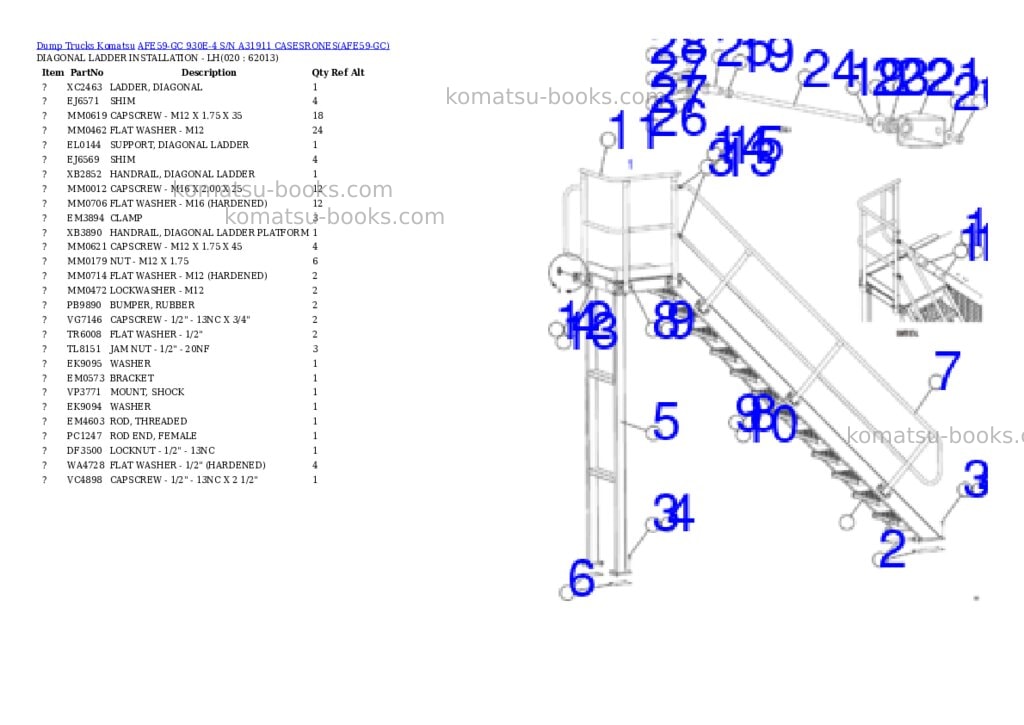 Komatsu afe59-gc 930e-4 s/n a31911 casesrones Parts catalog cover Page 10 Komatsu afe59-gc 930e-4 s/n a31911 casesrones Parts catalog cover Page 10