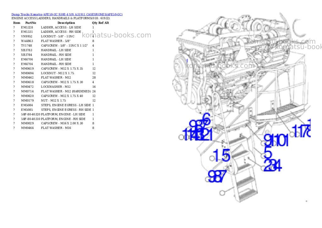 Komatsu afe59-gc 930e-4 s/n a31911 casesrones Parts catalog cover Page 9 Komatsu afe59-gc 930e-4 s/n a31911 casesrones Parts catalog cover Page 9