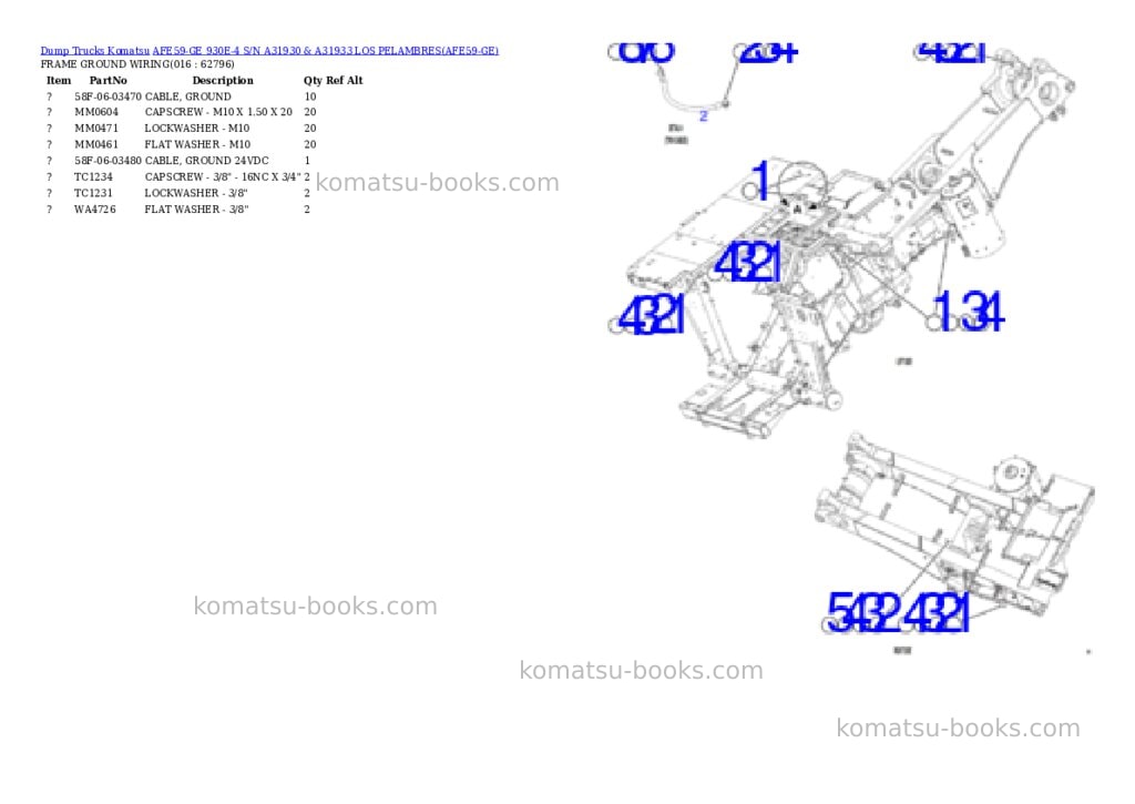 Komatsu afe59-ge 930e-4 s/n a31930 & a31933 los pelambres Parts catalog cover Page 8 Komatsu afe59-ge 930e-4 s/n a31930 & a31933 los pelambres Parts catalog cover Page 8