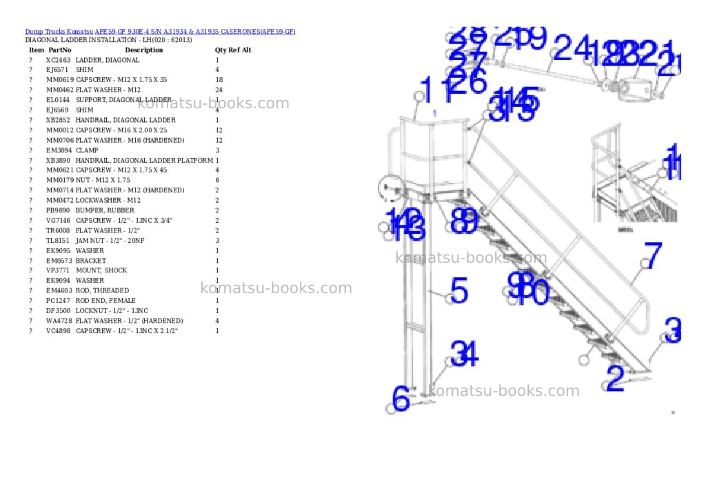 Komatsu afe59-gf 930e-4 s/n a31934 & a31935 caserones Parts catalog cover Page 10 Komatsu afe59-gf 930e-4 s/n a31934 & a31935 caserones Parts catalog cover Page 10