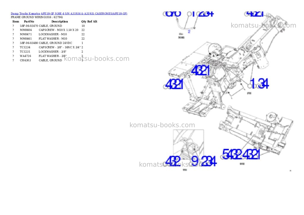 Komatsu afe59-gf 930e-4 s/n a31934 & a31935 caserones Parts catalog cover Page 8 Komatsu afe59-gf 930e-4 s/n a31934 & a31935 caserones Parts catalog cover Page 8