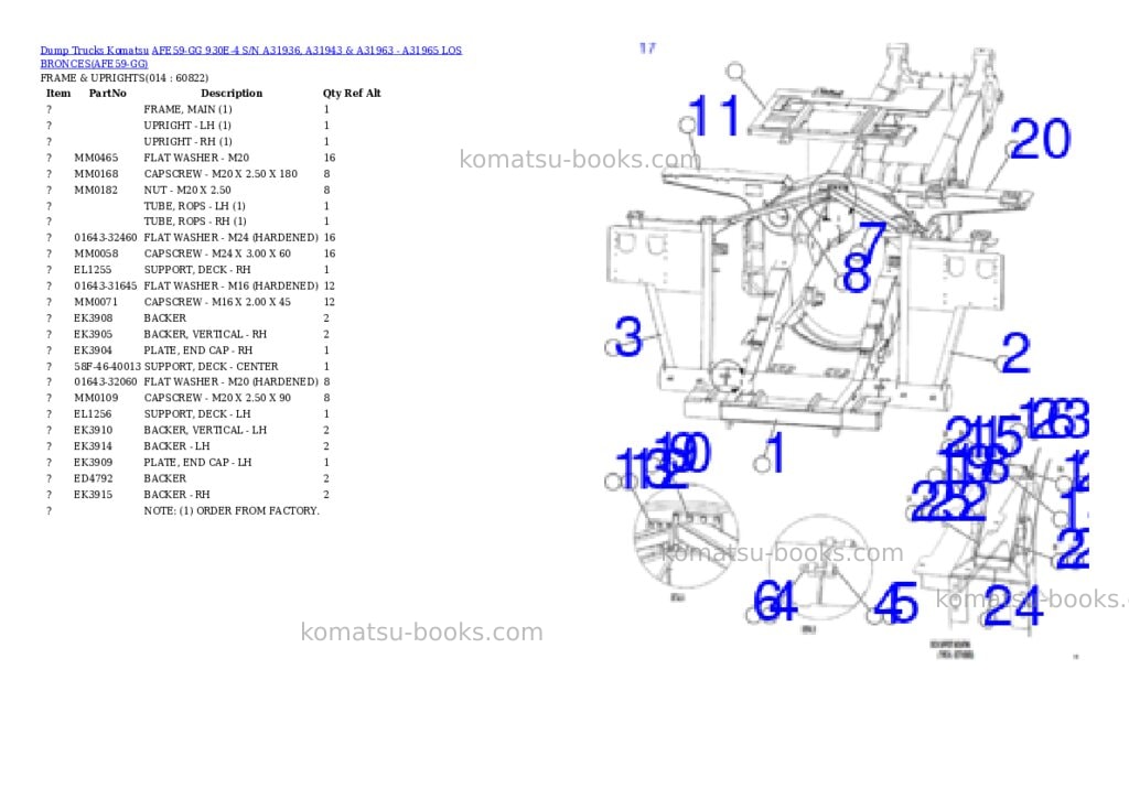 Komatsu afe59-gg 930e-4 s/n a31936, a31943 & a31963 - a31965 los bronces Parts catalog cover Page 7 Komatsu afe59-gg 930e-4 s/n a31936, a31943 & a31963 - a31965 los bronces Parts catalog cover Page 7