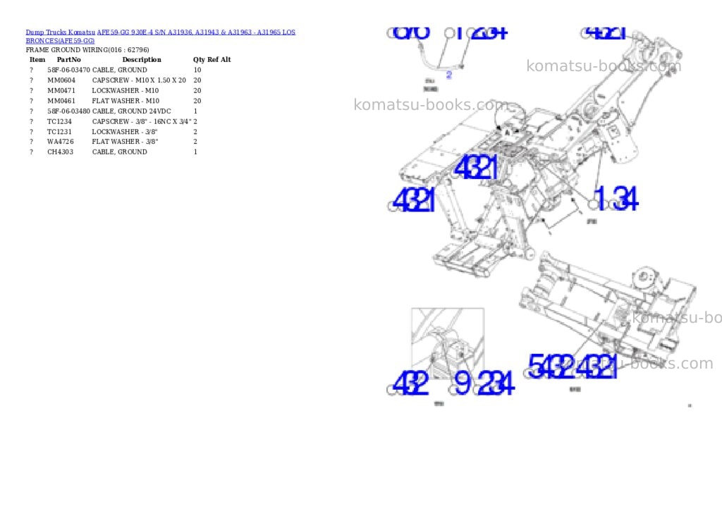 Komatsu afe59-gg 930e-4 s/n a31936, a31943 & a31963 - a31965 los bronces Parts catalog cover Page 8 Komatsu afe59-gg 930e-4 s/n a31936, a31943 & a31963 - a31965 los bronces Parts catalog cover Page 8