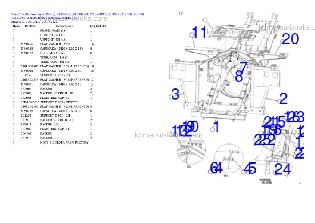 Komatsu afe59-gj 930e-4 s/n a31968, a31971 - a31973, a31977 - a31978, a31990 & a31994 - a31995 bma goonyella Parts catalog cover Page 7 Komatsu afe59-gj 930e-4 s/n a31968, a31971 - a31973, a31977 - a31978, a31990 & a31994 - a31995 bma goonyella Parts catalog cover Page 7