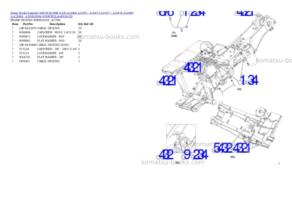 Komatsu afe59-gj 930e-4 s/n a31968, a31971 - a31973, a31977 - a31978, a31990 & a31994 - a31995 bma goonyella Parts catalog cover Page 8 Komatsu afe59-gj 930e-4 s/n a31968, a31971 - a31973, a31977 - a31978, a31990 & a31994 - a31995 bma goonyella Parts catalog cover Page 8