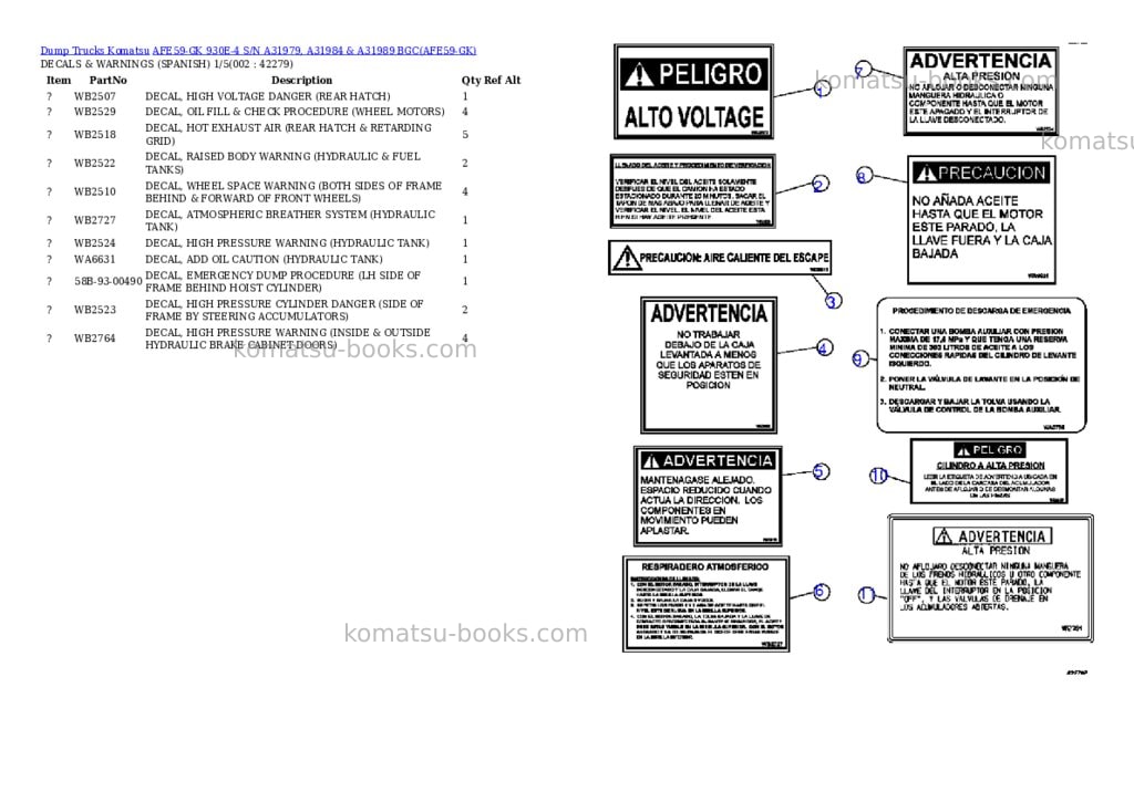 Komatsu afe59-gk 930e-4 s/n a31979, a31984 & a31989 bgc Parts catalog cover