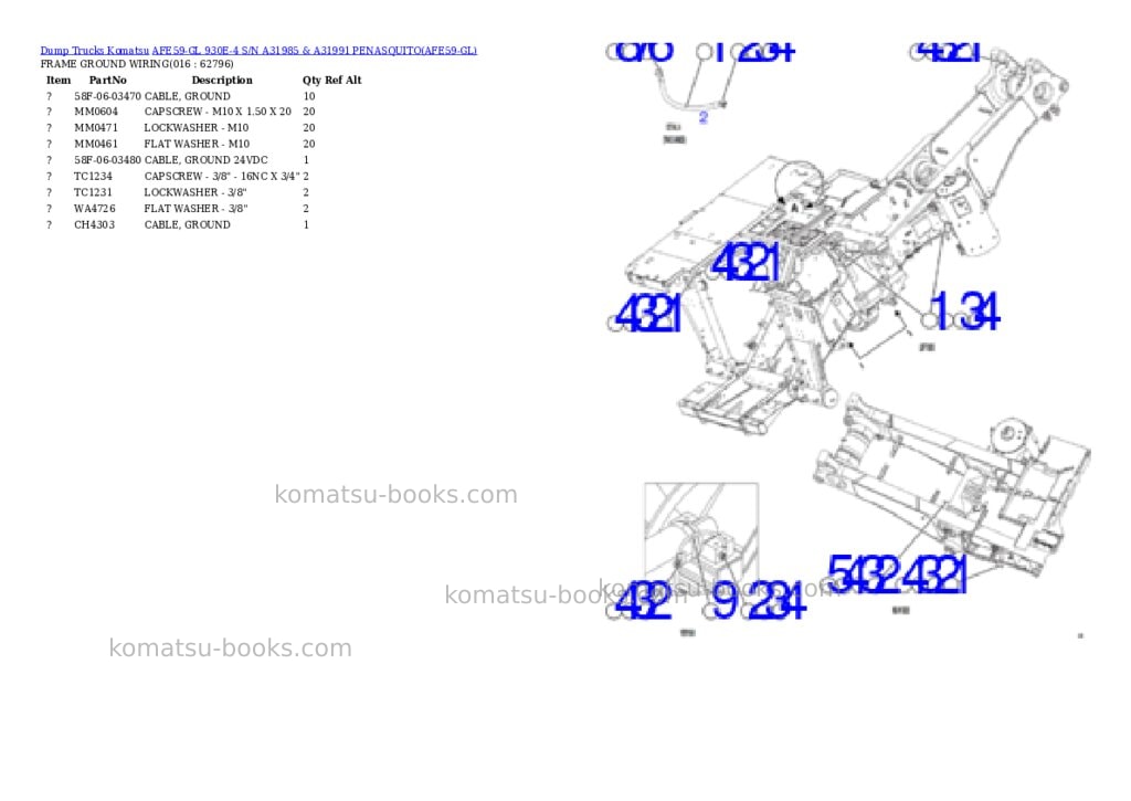 Komatsu afe59-gl 930e-4 s/n a31985 & a31991 penasquito Parts catalog cover Page 8 Komatsu afe59-gl 930e-4 s/n a31985 & a31991 penasquito Parts catalog cover Page 8