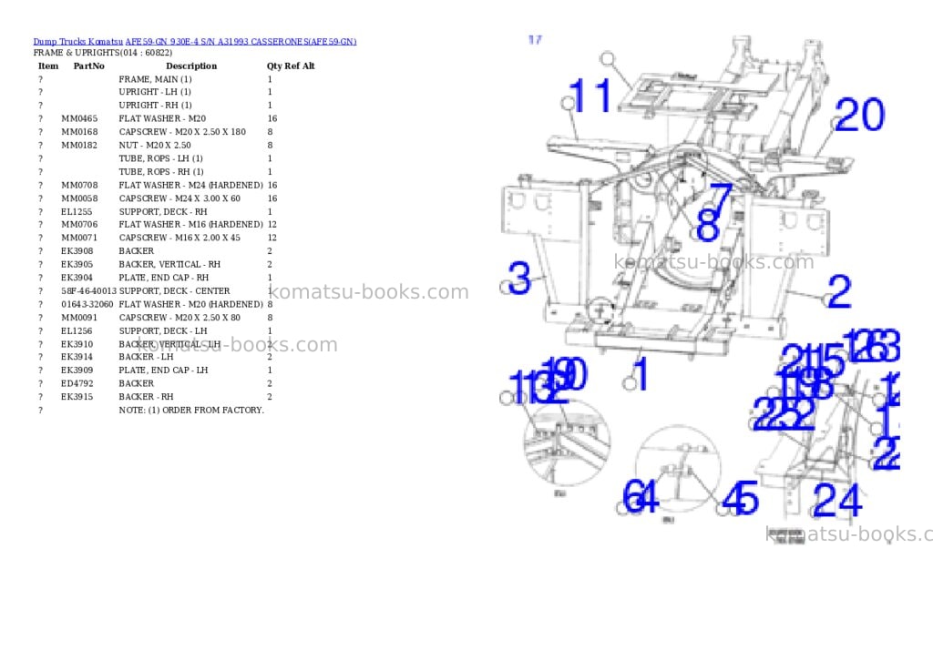 Komatsu afe59-gn 930e-4 s/n a31993 casserones Parts catalog cover Page 7