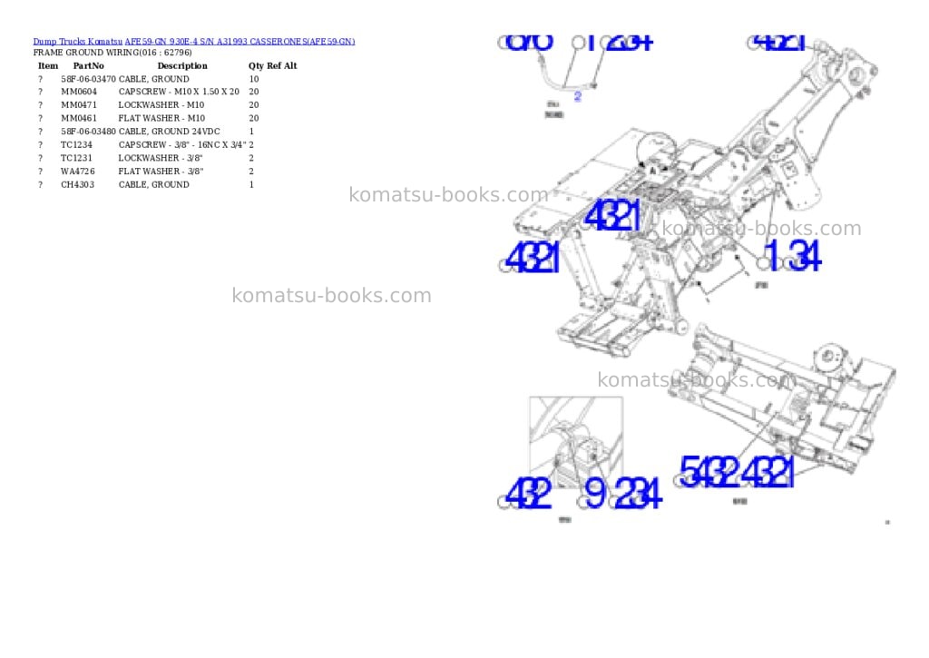 Komatsu afe59-gn 930e-4 s/n a31993 casserones Parts catalog cover Page 8
