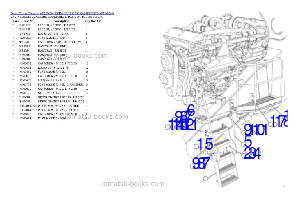 Komatsu afe59-gn 930e-4 s/n a31993 casserones Parts catalog cover Page 9