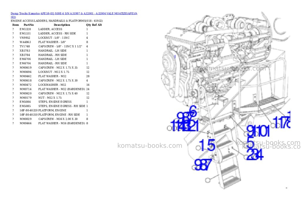 Komatsu afe59-gq 930e-4 s/n a31997 & a32001 - a32004 vale moatize Parts catalog cover Page 9 Komatsu afe59-gq 930e-4 s/n a31997 & a32001 - a32004 vale moatize Parts catalog cover Page 9