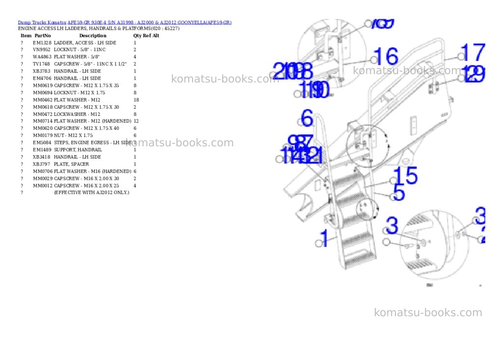 Komatsu afe59-gr 930e-4 s/n a31998 - a32000 & a32012 goonyella Parts catalog cover Page 10 Komatsu afe59-gr 930e-4 s/n a31998 - a32000 & a32012 goonyella Parts catalog cover Page 10