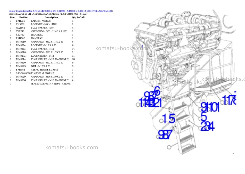 Komatsu afe59-gr 930e-4 s/n a31998 - a32000 & a32012 goonyella Parts catalog cover Page 9 Komatsu afe59-gr 930e-4 s/n a31998 - a32000 & a32012 goonyella Parts catalog cover Page 9