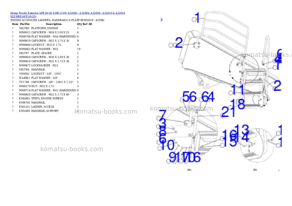 Komatsu afe59-gs 930e-4 s/n a32005 - a32006, a32008 - a32010 & a32014 klemke Parts catalog cover Page 10