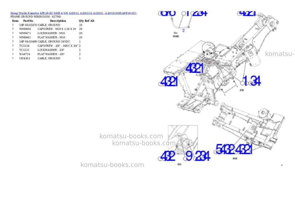 Komatsu afe59-gu 930e-4 s/n a32013, a32023 & a32032 - a32035 hse Parts catalog cover Page 8