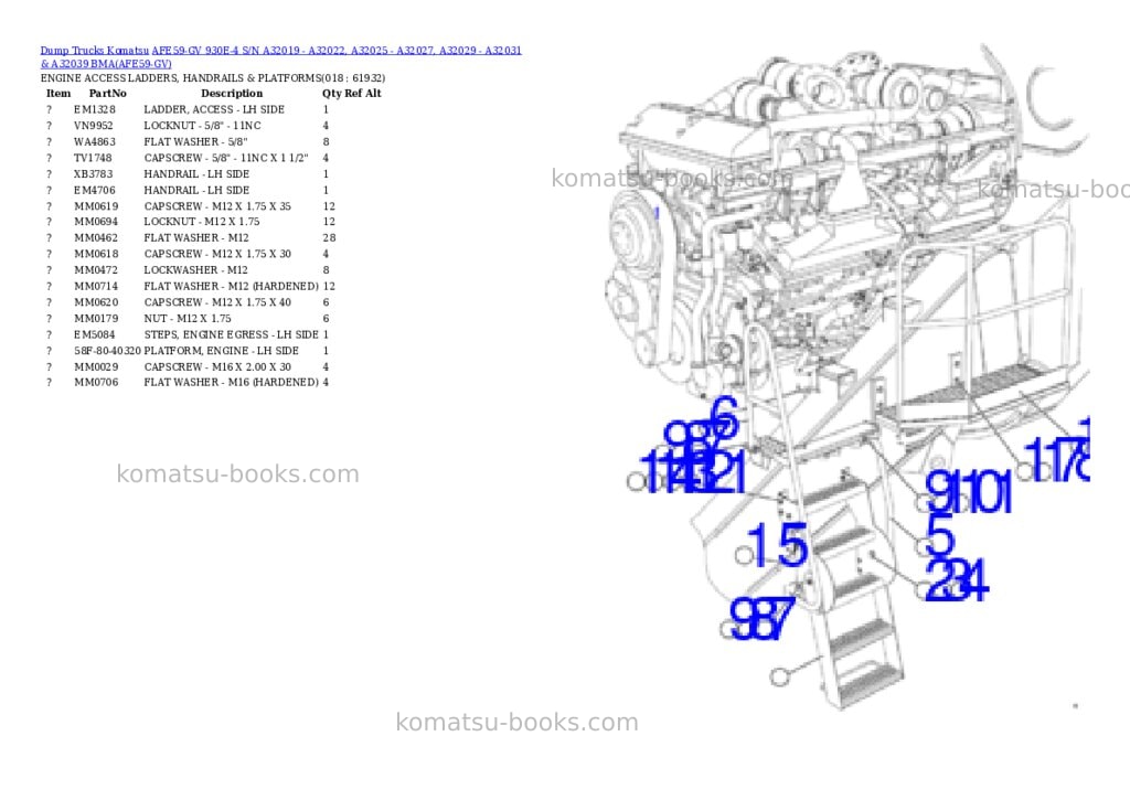 Komatsu afe59-gv 930e-4 s/n a32019 - a32022, a32025 - a32027, a32029 - a32031 & a32039 bma Parts catalog cover Page 9 Komatsu afe59-gv 930e-4 s/n a32019 - a32022, a32025 - a32027, a32029 - a32031 & a32039 bma Parts catalog cover Page 9