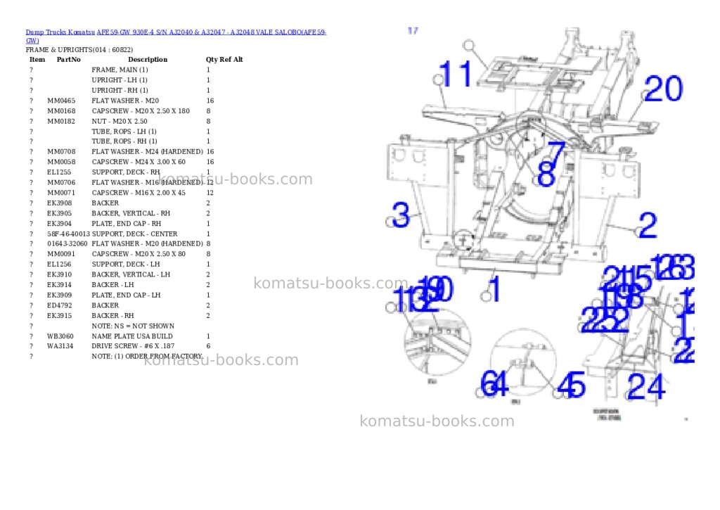 Komatsu afe59-gw 930e-4 s/n a32040 & a32047 - a32048 vale salobo Parts catalog cover Page 7 Komatsu afe59-gw 930e-4 s/n a32040 & a32047 - a32048 vale salobo Parts catalog cover Page 7
