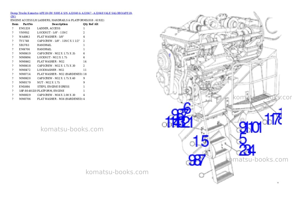 Komatsu afe59-gw 930e-4 s/n a32040 & a32047 - a32048 vale salobo Parts catalog cover Page 9 Komatsu afe59-gw 930e-4 s/n a32040 & a32047 - a32048 vale salobo Parts catalog cover Page 9