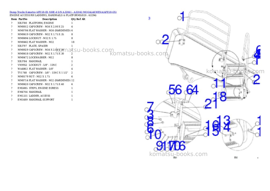 Komatsu afe59-gx 930e-4 s/n a32041 - a32042 mogalakwena Parts catalog cover Page 10