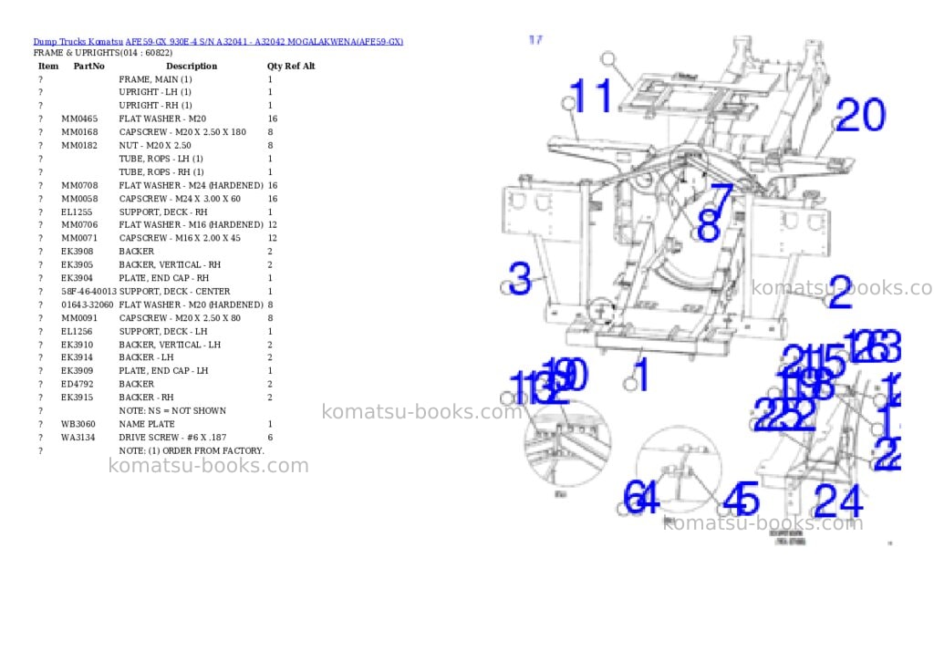 Komatsu afe59-gx 930e-4 s/n a32041 - a32042 mogalakwena Parts catalog cover Page 7