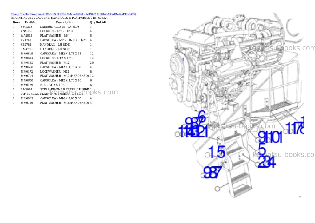 Komatsu afe59-gx 930e-4 s/n a32041 - a32042 mogalakwena Parts catalog cover Page 9