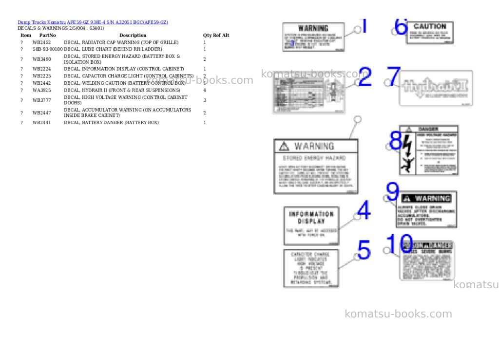 Komatsu afe59-gz 930e-4 s/n a32051 bgc Parts catalog cover Page 2 Komatsu afe59-gz 930e-4 s/n a32051 bgc Parts catalog cover Page 2